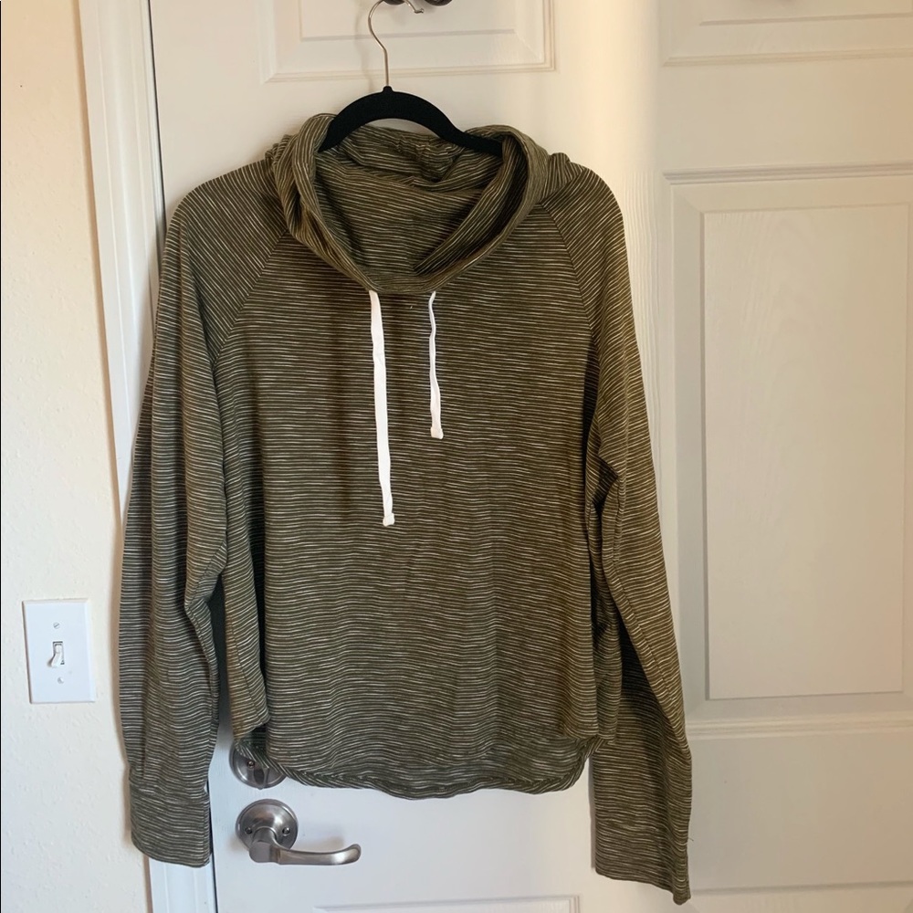 Olive green striped hoodie